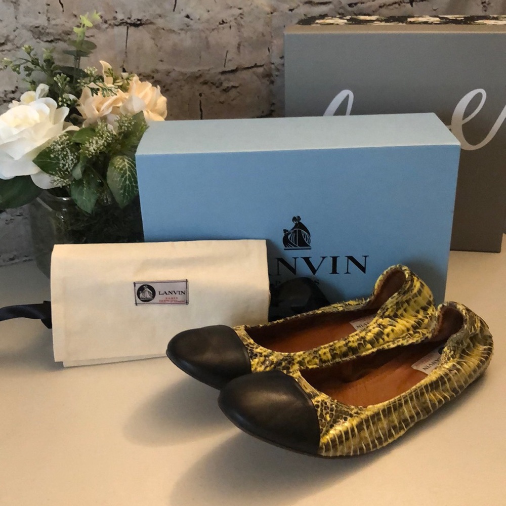 Yellow! Fun! Lanvin ballet flats snakeskin size 42